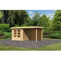 KARIBU Gartenhaus Askola 2" mit Anbaudach,naturbelassen,2,1 x 2,2 m