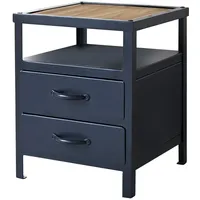 Tikamoon Nachtschrank mit 2 Schubladen industrielles Design schwarz Metall