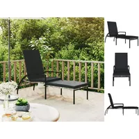 VidaXL Sonnenliege mit Fußhocker PE-Rattan Grau