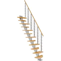 DOLLE Mittelholmtreppe Berlin Buche Perlgrau GH bis 247 cm
