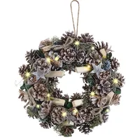 Infactory Advents- und Weihnachtskranz mit LED-Beleuchtung, grün/braun, Ø 30
