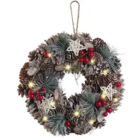 Infactory Advents- und Weihnachtskranz mit LED-Beleuchtung, grün, rot, Ø