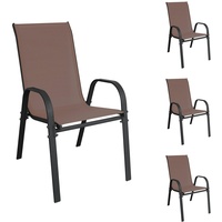 Mojawo 4er Outdoorstuhl Gartenstuhl robust Stapelstuhl Metall Textilen Braun