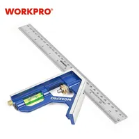 WorkPro Kombinationswinkel 300mm, Anschlagwinkel Universalwinkel mit Wasserwaage und Anreissnadel,