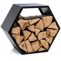 Blumfeldt Hexawood Black Holzspeicher Hexagon-Form 50,2x58x32cm