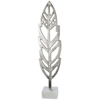Gilde Skulptur Feder aus Aluminium - auf Marmor Fuß