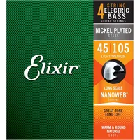 ELIXIR Electric Bass Nickelwound Nanoweb 4-String Light/Medium Long Scale