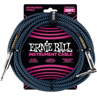 Ernie Ball Instrumentenkabel geflochten, gerade/gewinkelt, 7,62 m, Schwarz/Blau