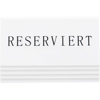 Securit Tischaufsteller, Reserviert (5.er Set) Weißes Acryl mit schwarzer