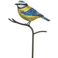 Dehner Metall-Dekostab Blaumeise, ca. H120 cm, blau-gelb, Blau, Gelb,