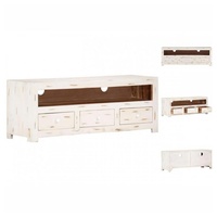 VidaXL TV-Schrank Massivholz Akazie 110x30x40 cm Weiß