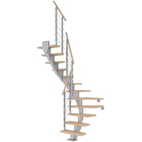 DOLLE Mittelholmtreppe Frankfurt Eiche Weiß Perlgrau GH b. 258cm
