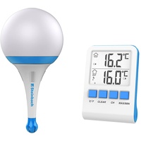 Steinbach Solarleuchte mit Funkthermometer blau