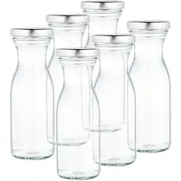 Mambocat 6er Set Milchflaschen 250ml Twist-Off Deckel silber
