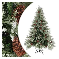 VidaXL Weihnachtsbaum mit Zapfen Grün und Weiß 150 cm