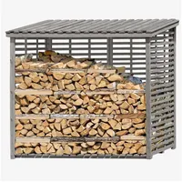 EdiGarden Kaminholzregal Flammo XL mit Rückwand KI grau 237x114x203cm