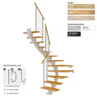 DOLLE Mittelholmtreppe Hamburg Eiche Weiß GH bis 301 cm