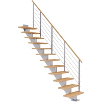 DOLLE Mittelholmtreppe Hamburg Eiche Weiß Perlgrau GH b. 258cm