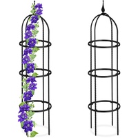 Relaxdays Rankhilfe Obelisk, 2er Set, 100cm hoch, Ranksäule für
