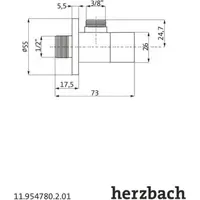 Herzbach Eckventil 1/2" x 3/8", 11.954780.2.01