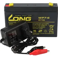 KungLong Set - Bleiakku und Ladegerät - 6V 7Ah