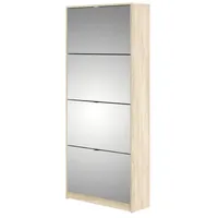 VCM ebuy24 Schuhschrank 4 Klapptüren mit Spiegel 2R eiche