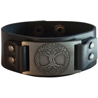 Saraswati Armband "Baum des Lebens" Leder, schwarz, Metalllegierung, silberfarben