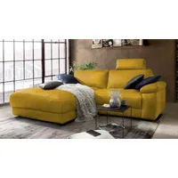 KAWOLA Sofa LOLA Ecksofa Stoff curry mit motorischer Relaxfunktion