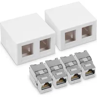 Kwmobile 2x CAT 6A Aufputz Netzwerkdose inkl. 4x Keystone