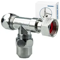 Tecuro T-Stück 3/8 Zoll Abzweigverteiler für Eckventile, Messing verchromt
