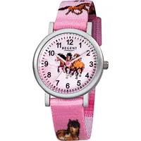 REGENT Kinder-Armbanduhr rosa Analog F-729 Textil-Armband D2URF729 - Rosa