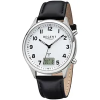REGENT Herren Uhr FR-277 Leder Funkwerk Armband-Uhr schwarz D2URBA446