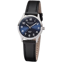 REGENT Damen-Armbanduhr schwarz Analog Quarz Uhr mit Leder Armband