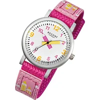 REGENT Kinder-Armbanduhr Elegant Analog Textilarmband pink F-730 Quarzuhr URF730