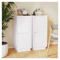 VidaXL Sideboards 2 Stk. Weiß 31,5x34x75 cm Massivholz Kiefer