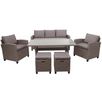 MCW Poly-Rattan Garnitur MCW-E95, Garten-/Lounge-Set Sofa Sitzgruppe, Tischplatte WPC