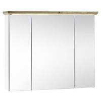 Livetastic Spiegelschrank Weiß, Eiche, 3 Fächer, 84x70x24 cm Badezimmer,