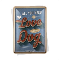 Nostalgic-Art Retro Grußkarte PfotenSchild Love Dog, Geschenk für Hunde-Besitzer,