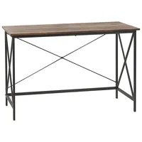 Beliani Schreibtisch Dunkelbraun 115 x 60 cm Metallgestell Schwarz
