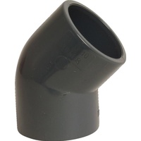 Plimat Winkel 45° PVC-U 40 mm Klebemuffe 16bar grau