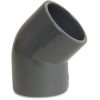 Plimat Winkel 45° PVC-U 20 mm Klebemuffe 16bar grau