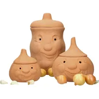 Mambocat 3tlg. Terrakotta-Töpfe Set Knoblauchtopf + Zwiebeltopf + Kartoffeltopf