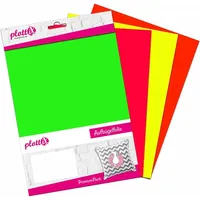 PlottiX PremiumFlock Neon Aufbügelfolie farbsortiert Flock-Folie 20,0 x 30,0