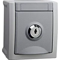 HHG Schuko-Steckdose abschließbar IP54 Grau 1 St.