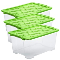 Rotho Evo Safe 3er-Set Aufbewahrungsboxen 44l mit Deckel, lebensmittelechter