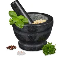 Relaxdays Granit Mörser mit Stößel Ø 14 cm 400