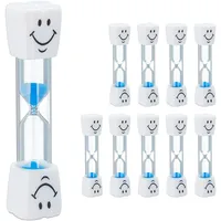 Relaxdays Sanduhr Zähneputzen, 10er Set, Zahnputzuhr für Kinder, Zahnputz