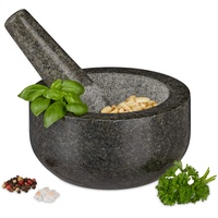 Relaxdays Granit Mörser mit Stößel, robust & langlebig, Gewürze,