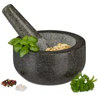 Relaxdays Granit Mörser mit Stößel Ø 16 cm 400