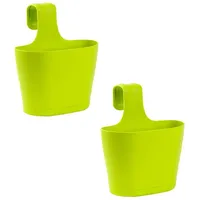 ENGELLAND® ENGELLAND 2 x Blumentopf zum Auf-Hängen, Geländertopf, Grün,